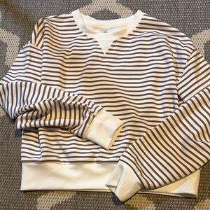 Danskin Women's Brown and White Striped Crewneck Top
